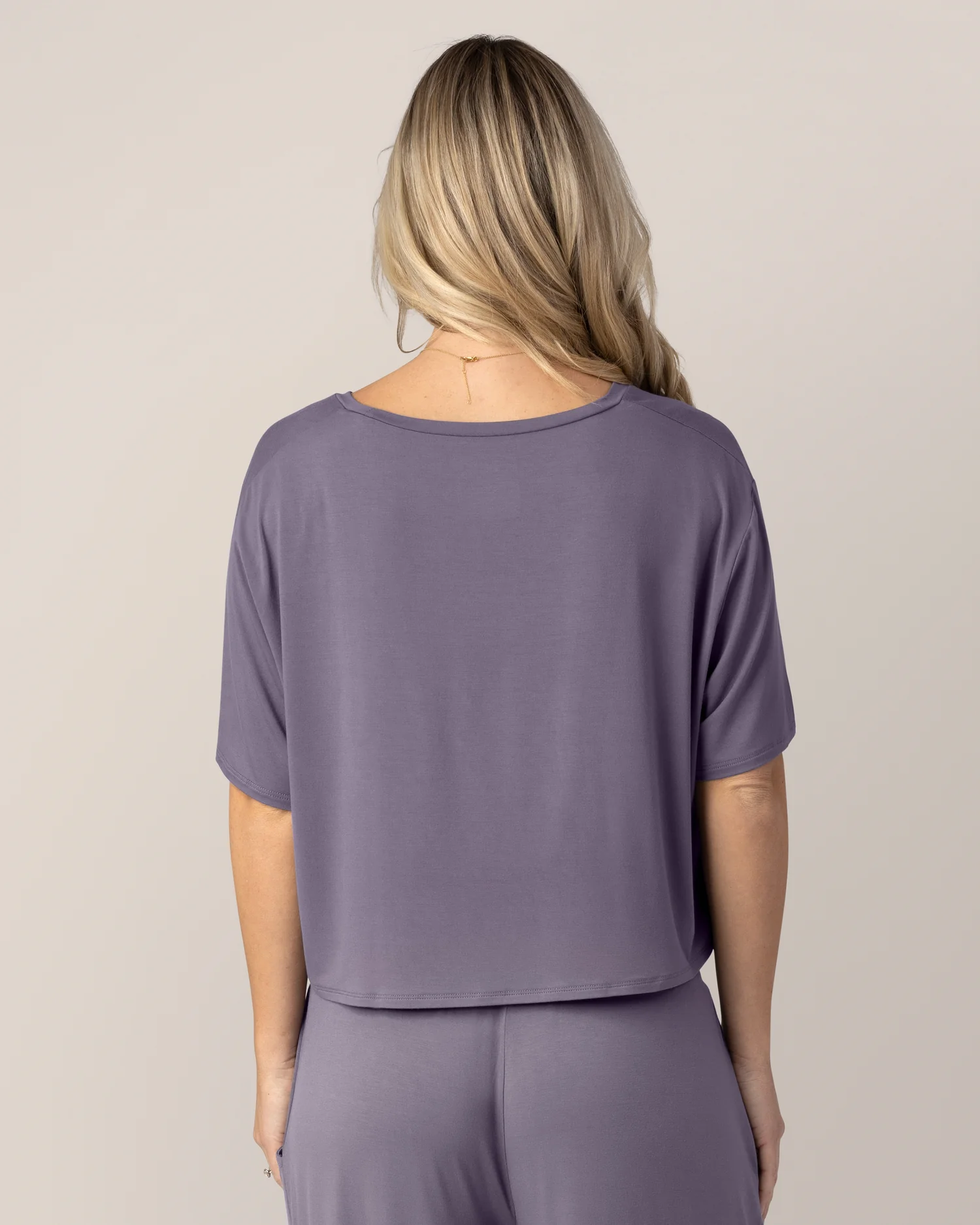 Aria Bamboo Casual Cropped Short Sleeve Top | Granite - Image 3