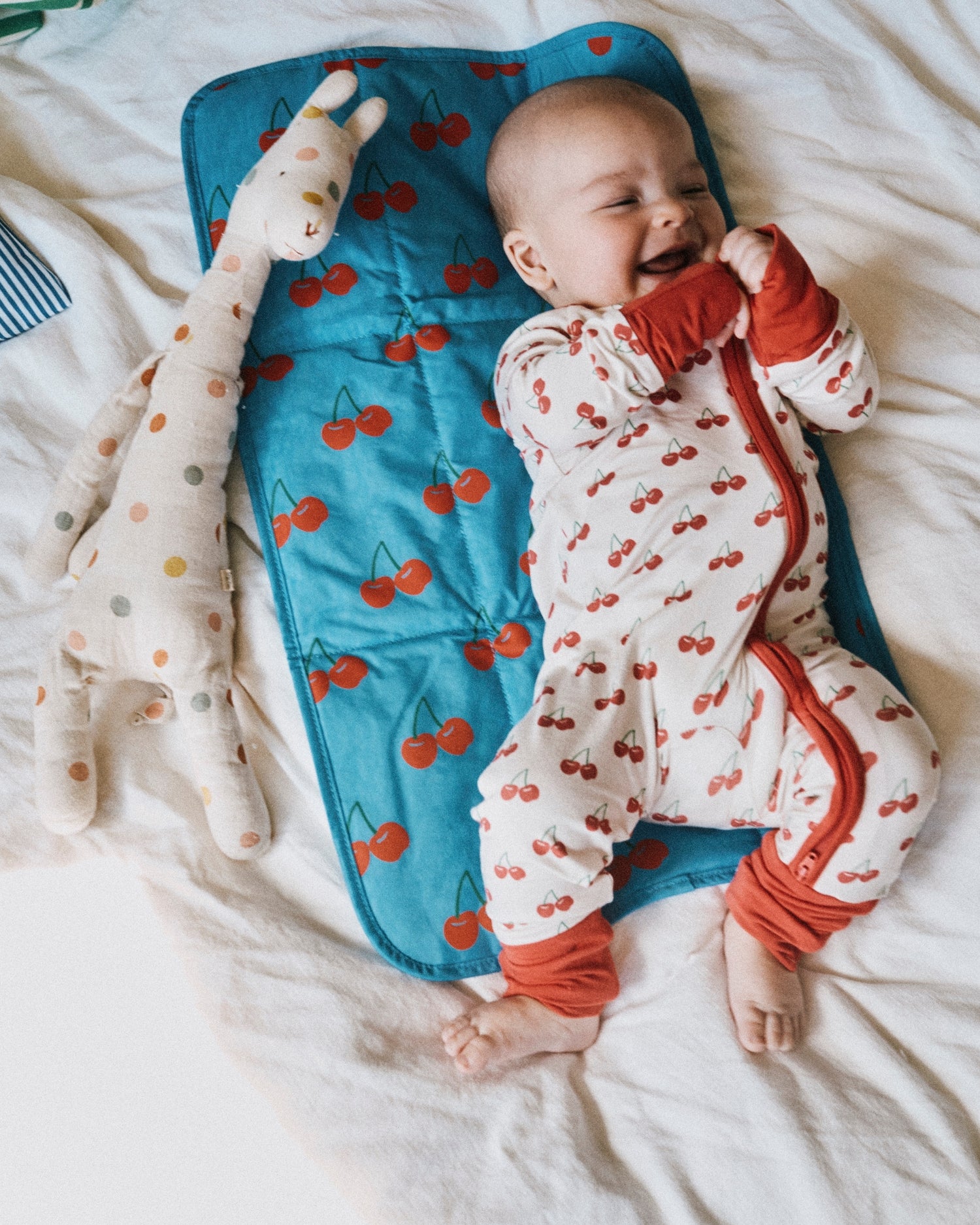 Bamboo Baby Pajama | Ivory Cherries - Image 8