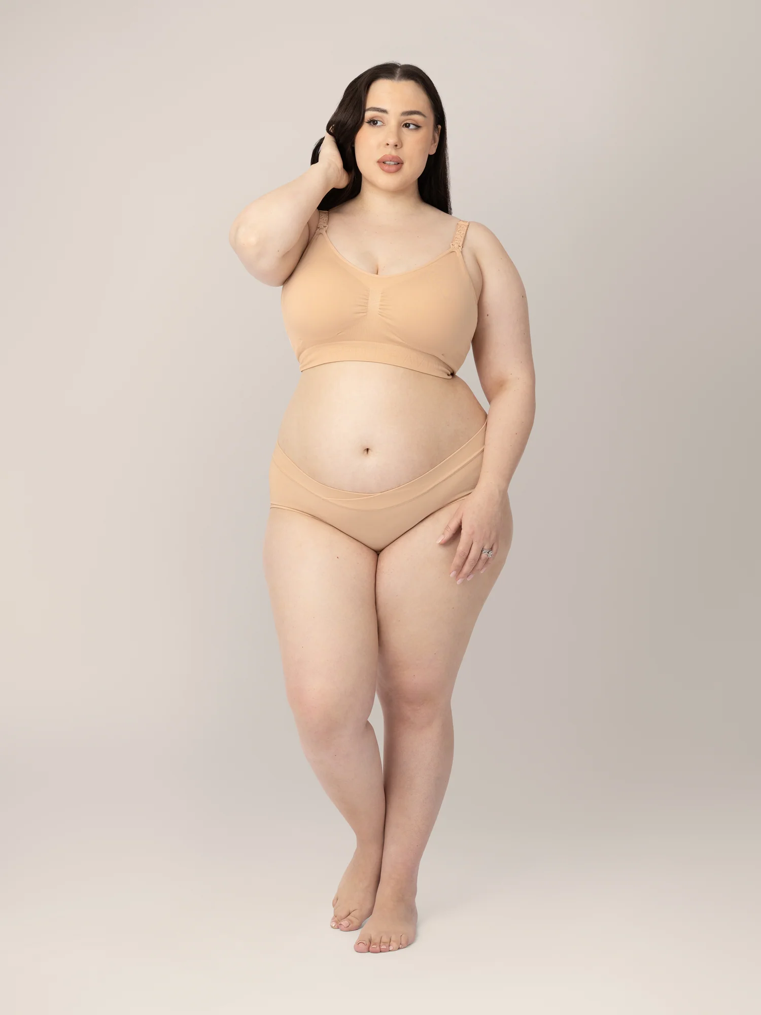 Bamboo Maternity & Postpartum Hipster | Beige - Image 2