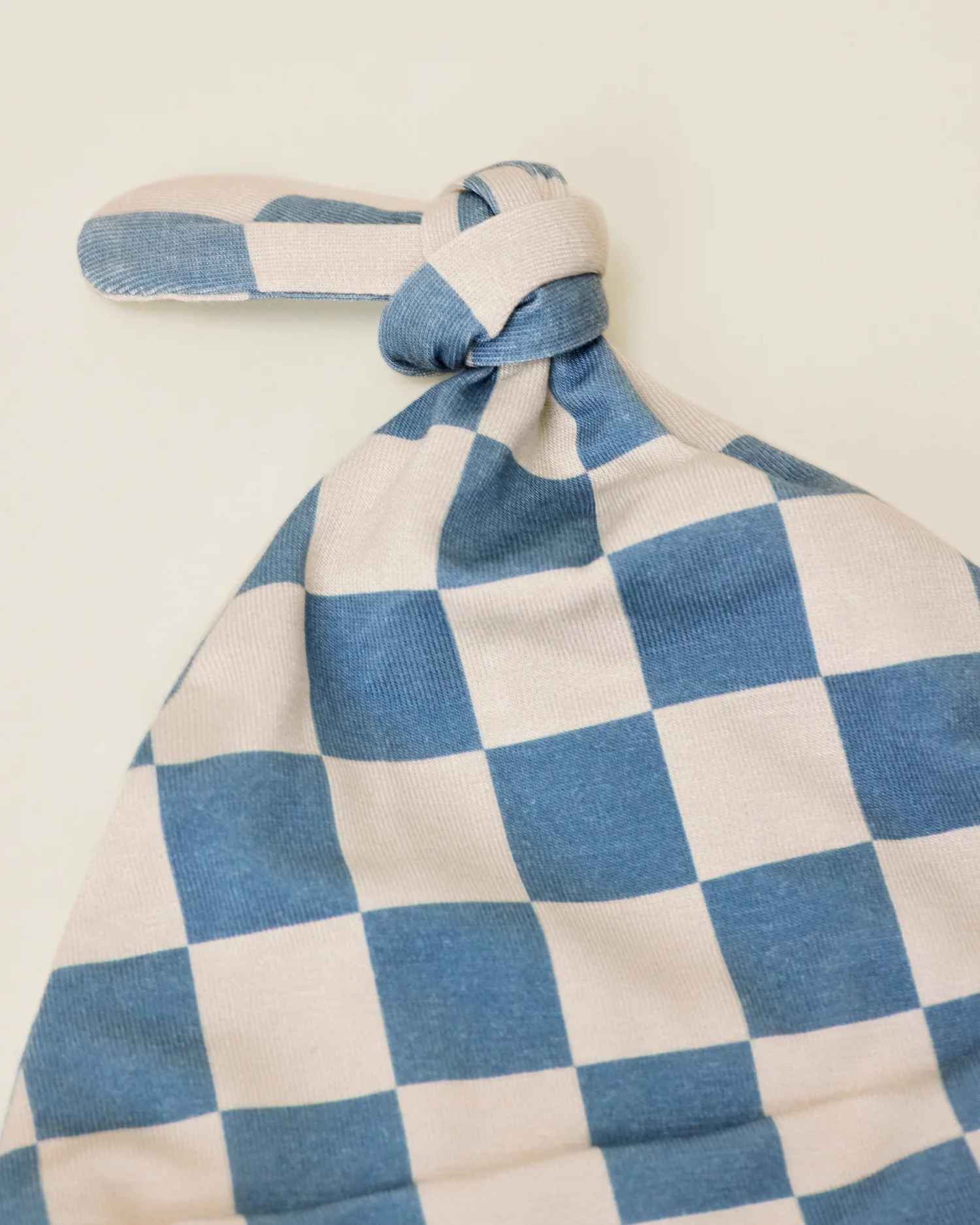 Bamboo Knotted Baby Gown & Hat | Blue Checker - Image 4