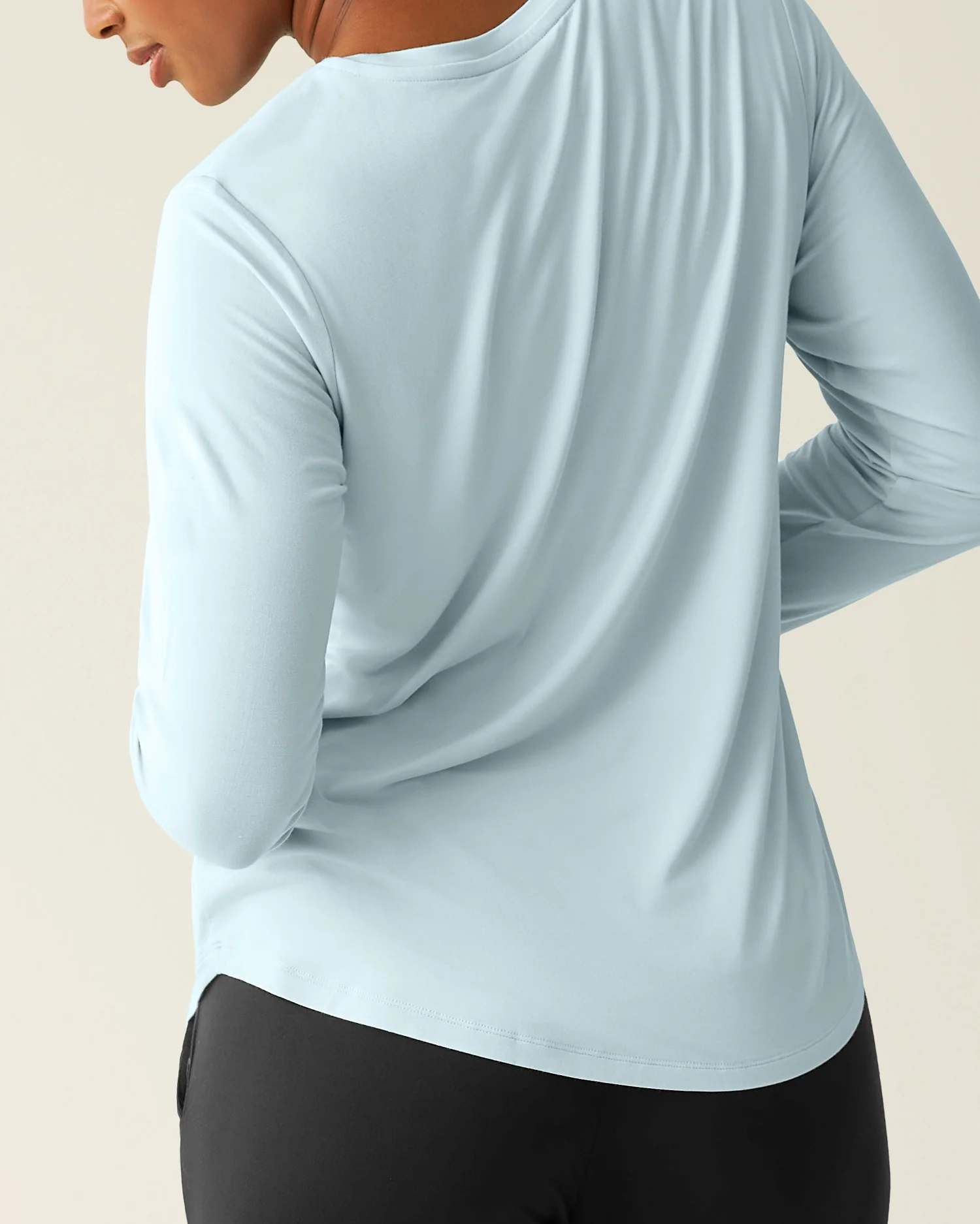 Bamboo Maternity & Nursing Long Sleeve T-shirt | Powder Blue - Image 3