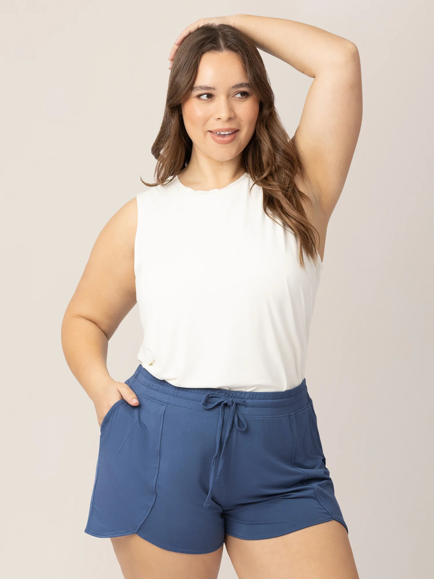 Bamboo Maternity & Postpartum Lounge Short | Slate Blue - Image 5