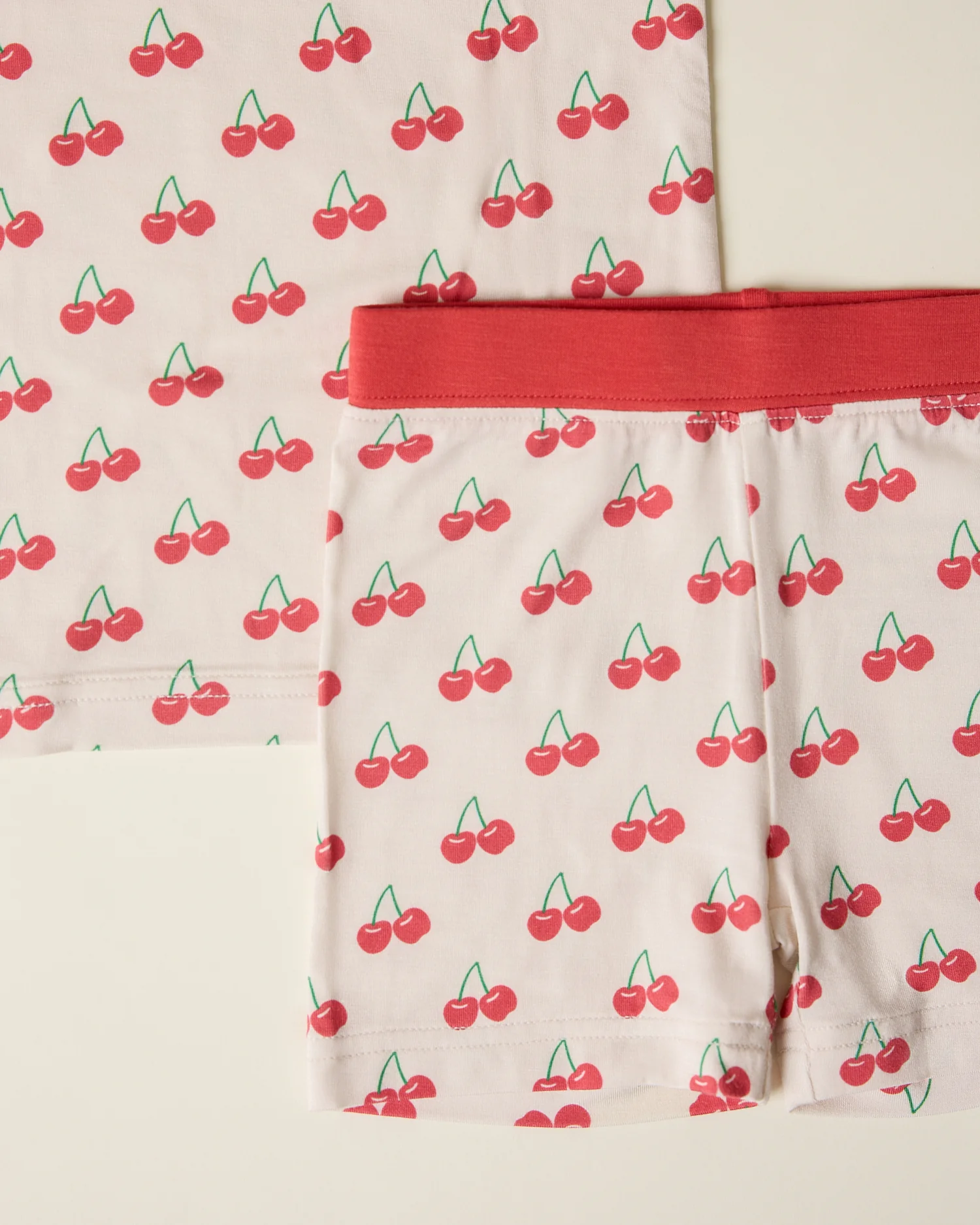 Bamboo Short Sleeve & Shorts Set | Ivory Cherries - Image 3