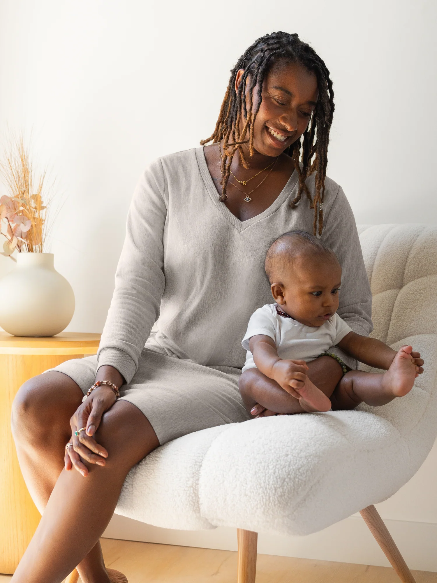 Blake Maternity & Nursing Lounge Dress | Grey Heather - Image 2