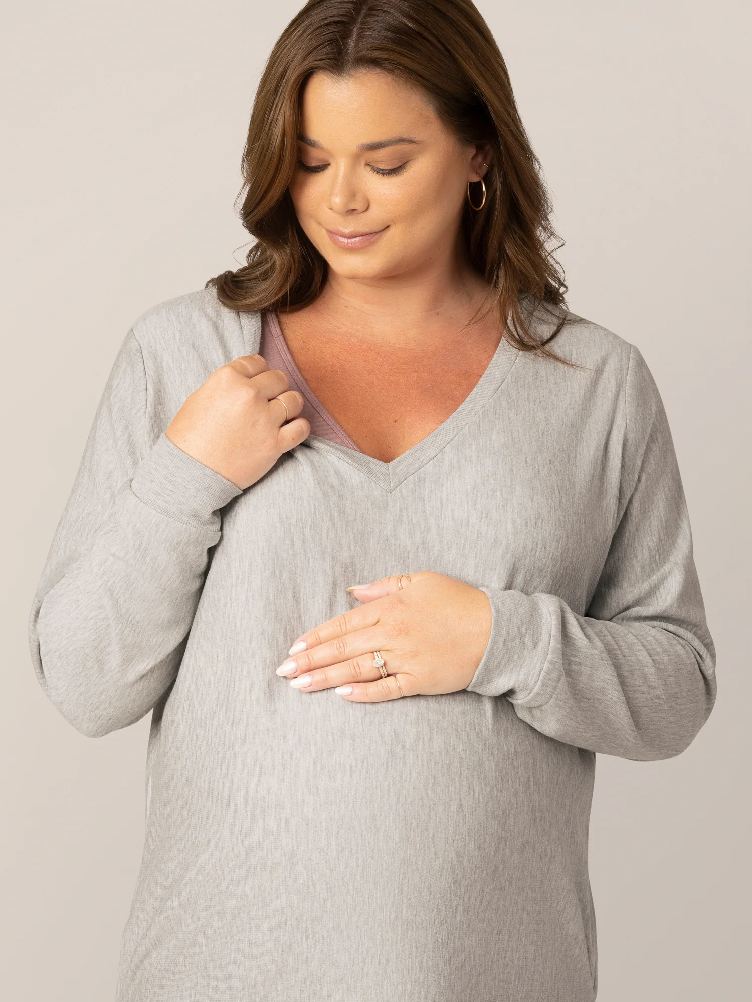 Blake Maternity & Nursing Lounge Dress | Grey Heather - Image 6