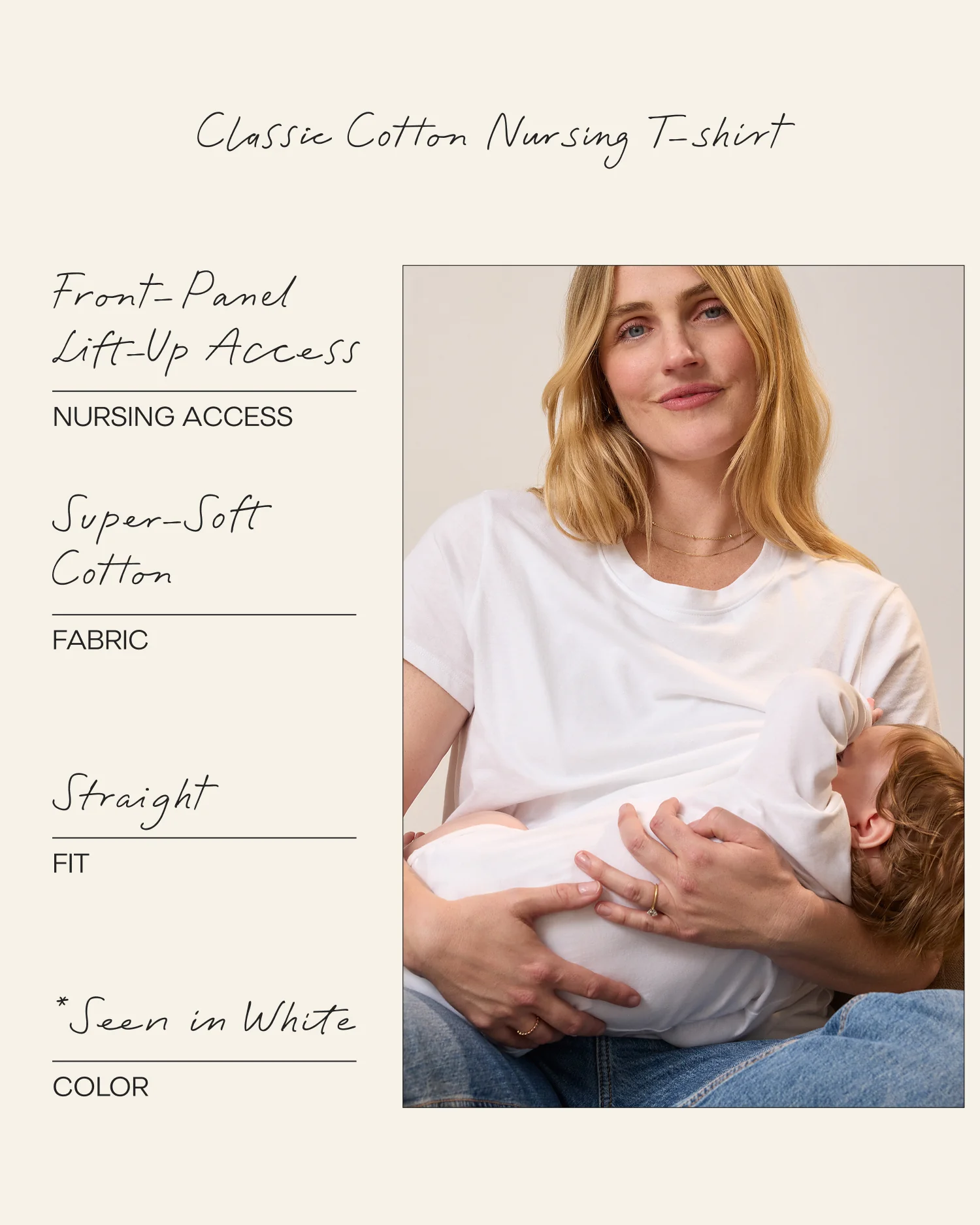 Classic Cotton Nursing T-shirt | Navy & White Stripe - Embroidered - Image 5