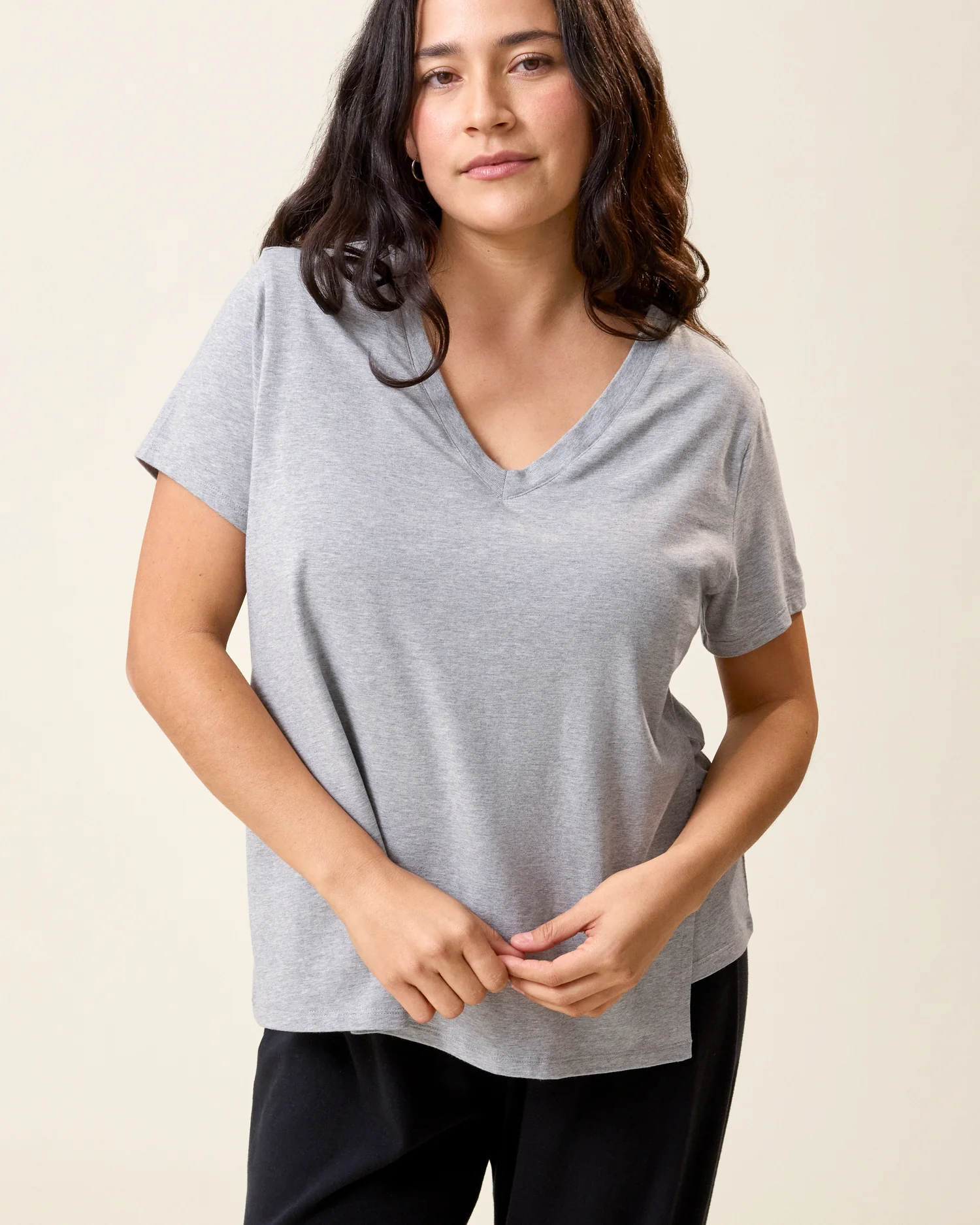Classic Modal V-neck Nursing T-shirt | Grey Heather