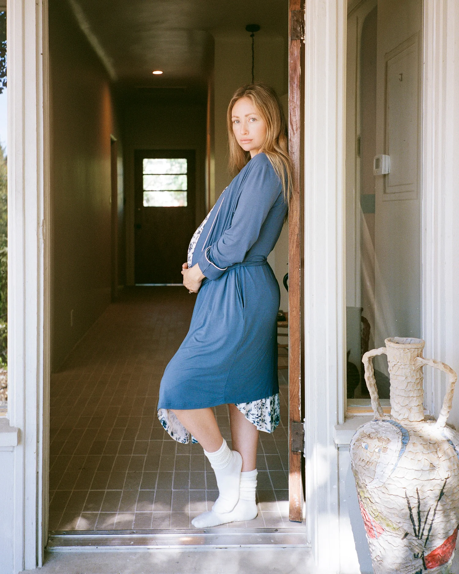 Clea Bamboo Robe | Slate Blue - Image 7