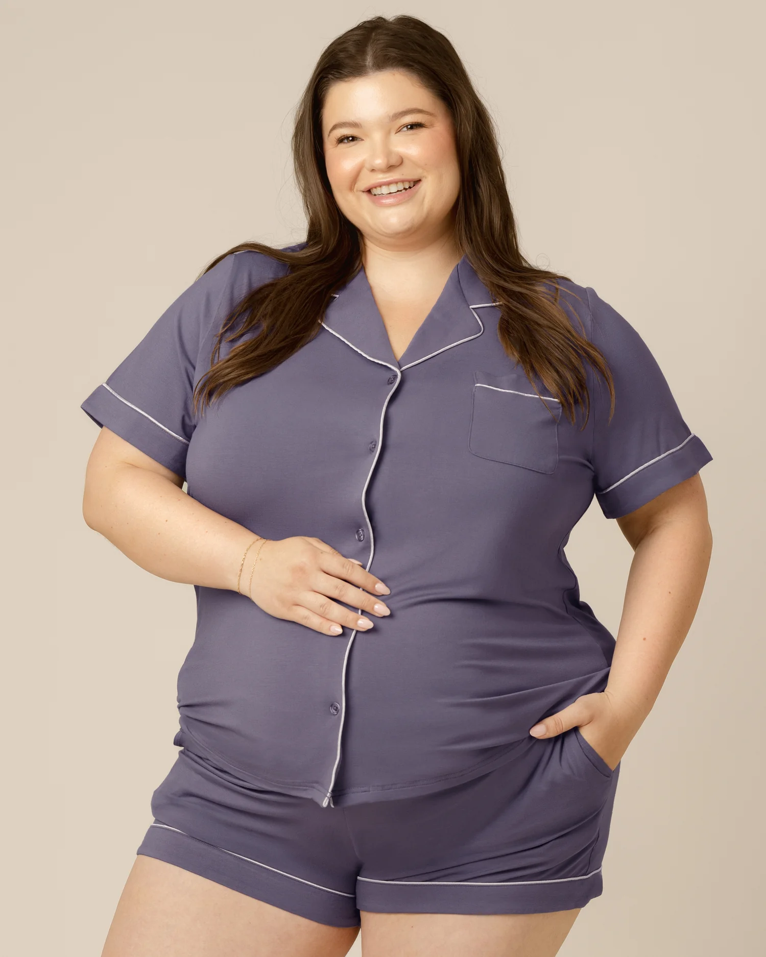 Clea Bamboo Short Sleeve Pajama Set | Granite - Image 6