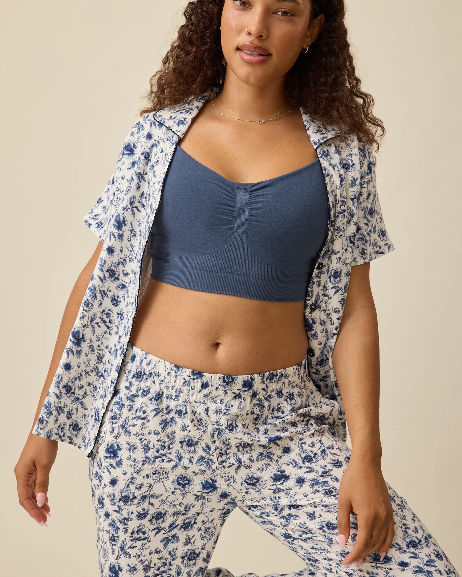 Cotton Bamboo Pajama Set | Navy Toile - Image 3