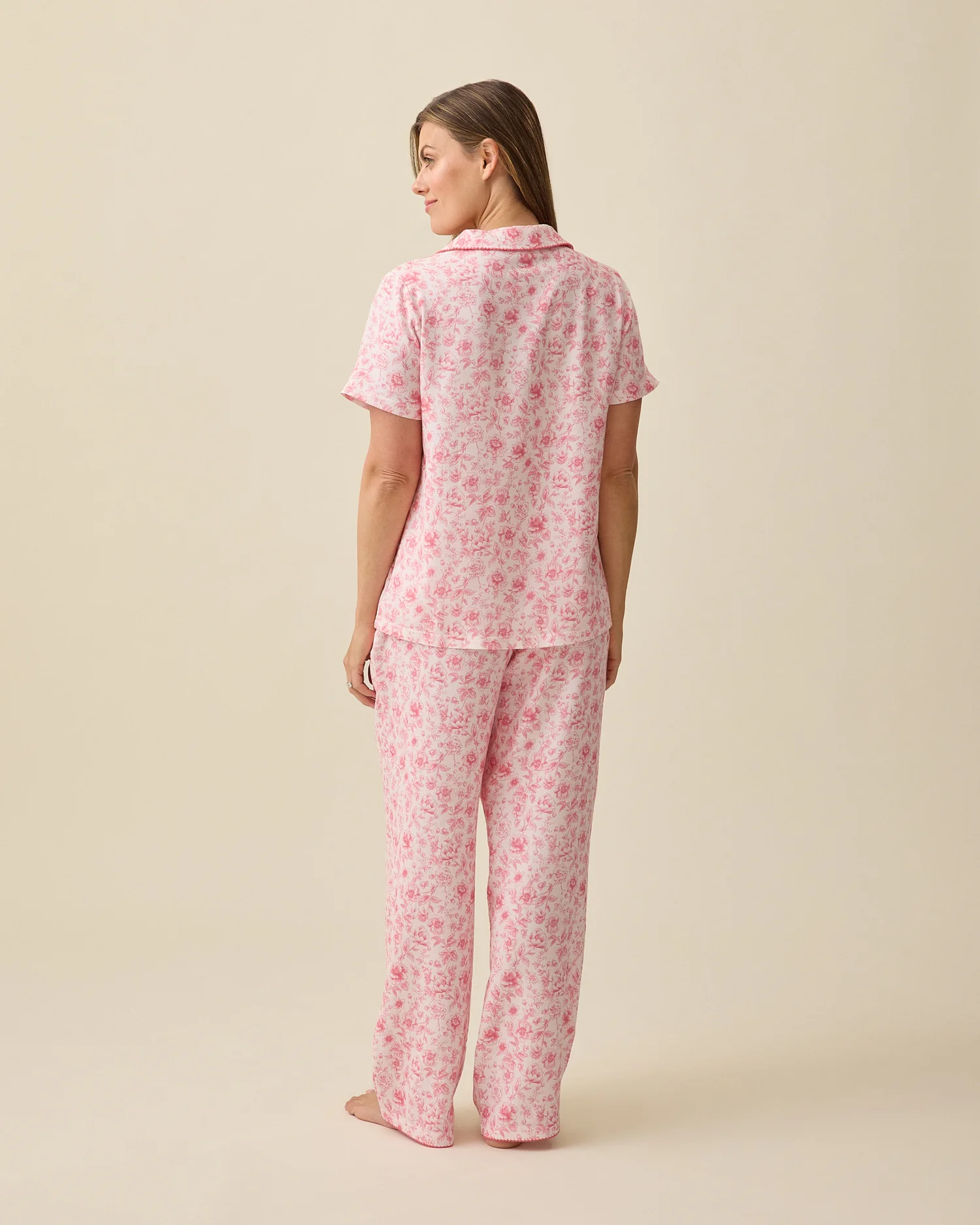 Cotton Bamboo Pajama Set | Pink Toile - Image 6