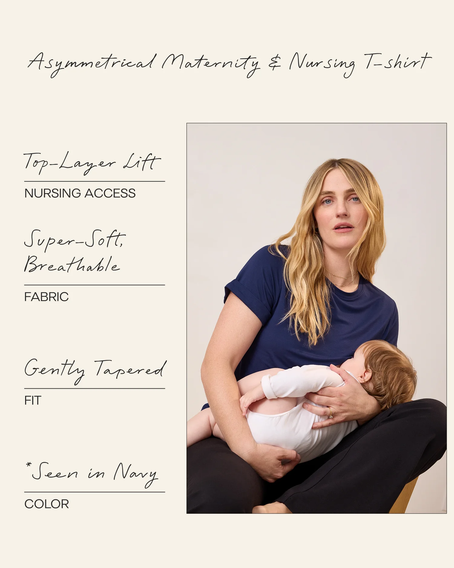 Asymmetrical Nursing T-shirt | Navy - Image 7