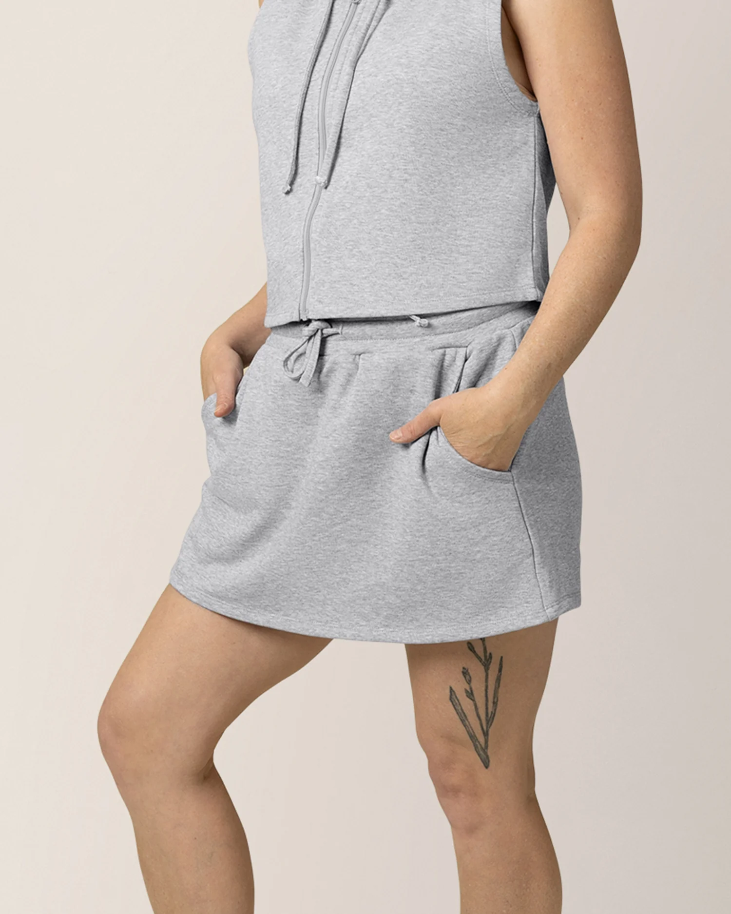 French Terry On the Go Skort | Grey Heather