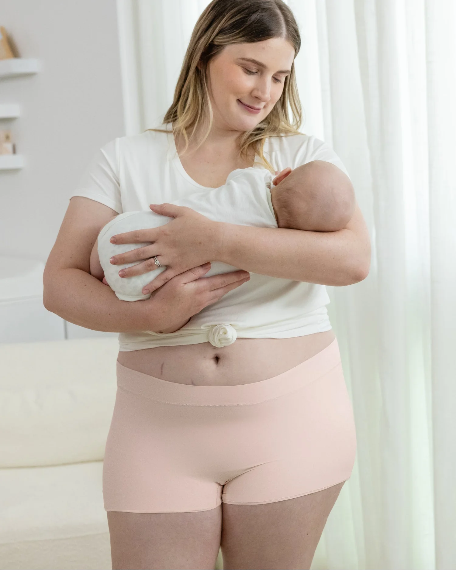 Grow with Me™ Maternity & Postpartum Boyshort | Soft Pink