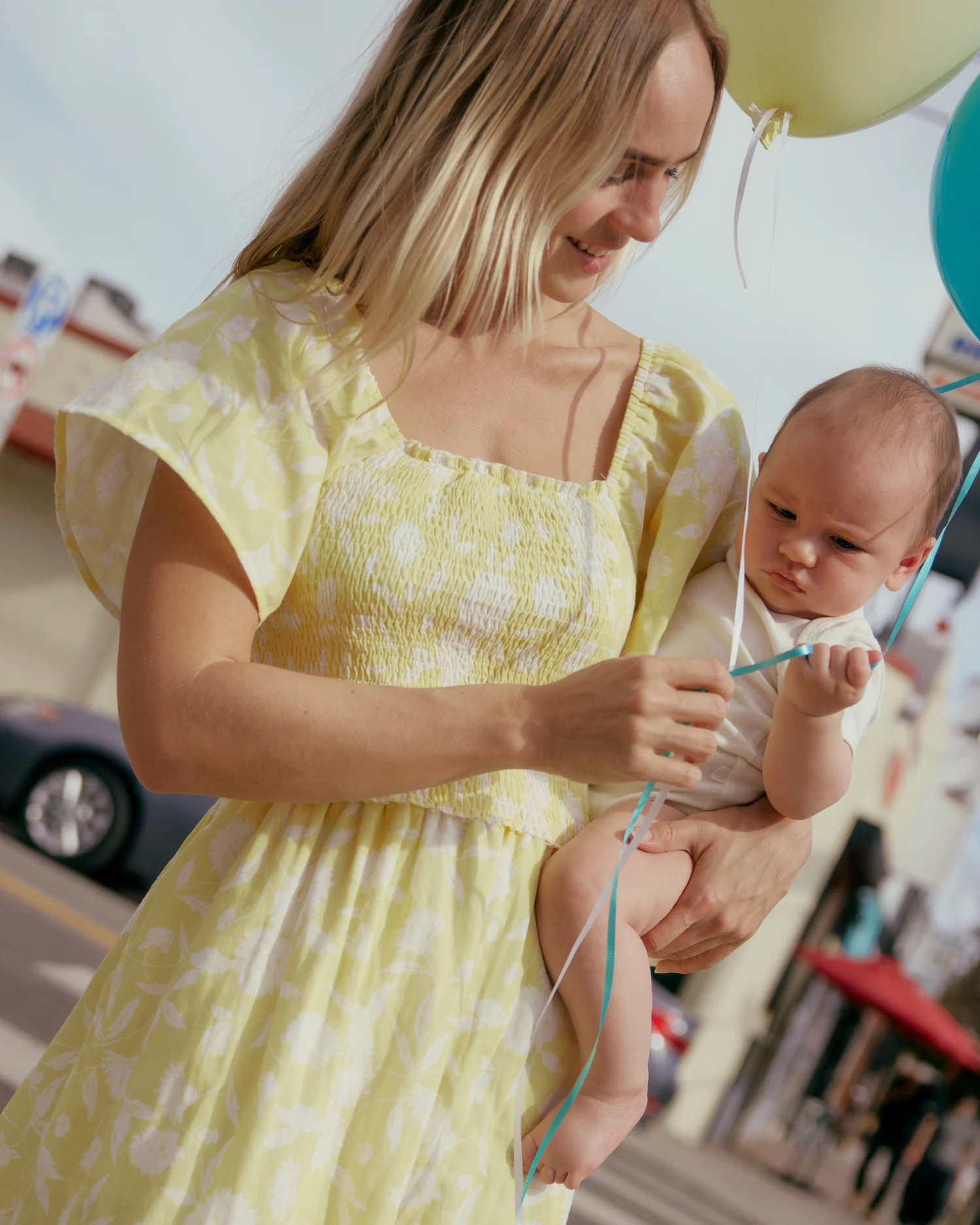 Lola Smocked Maternity & Nursing Midi Dress | Yellow Floral - Image 2