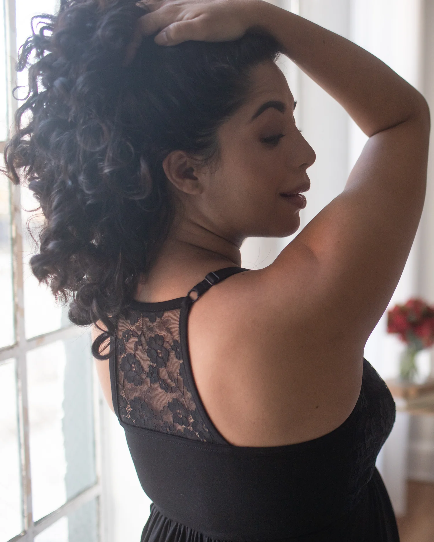 Lucille Maternity & Nursing Nightgown | Black - Image 5