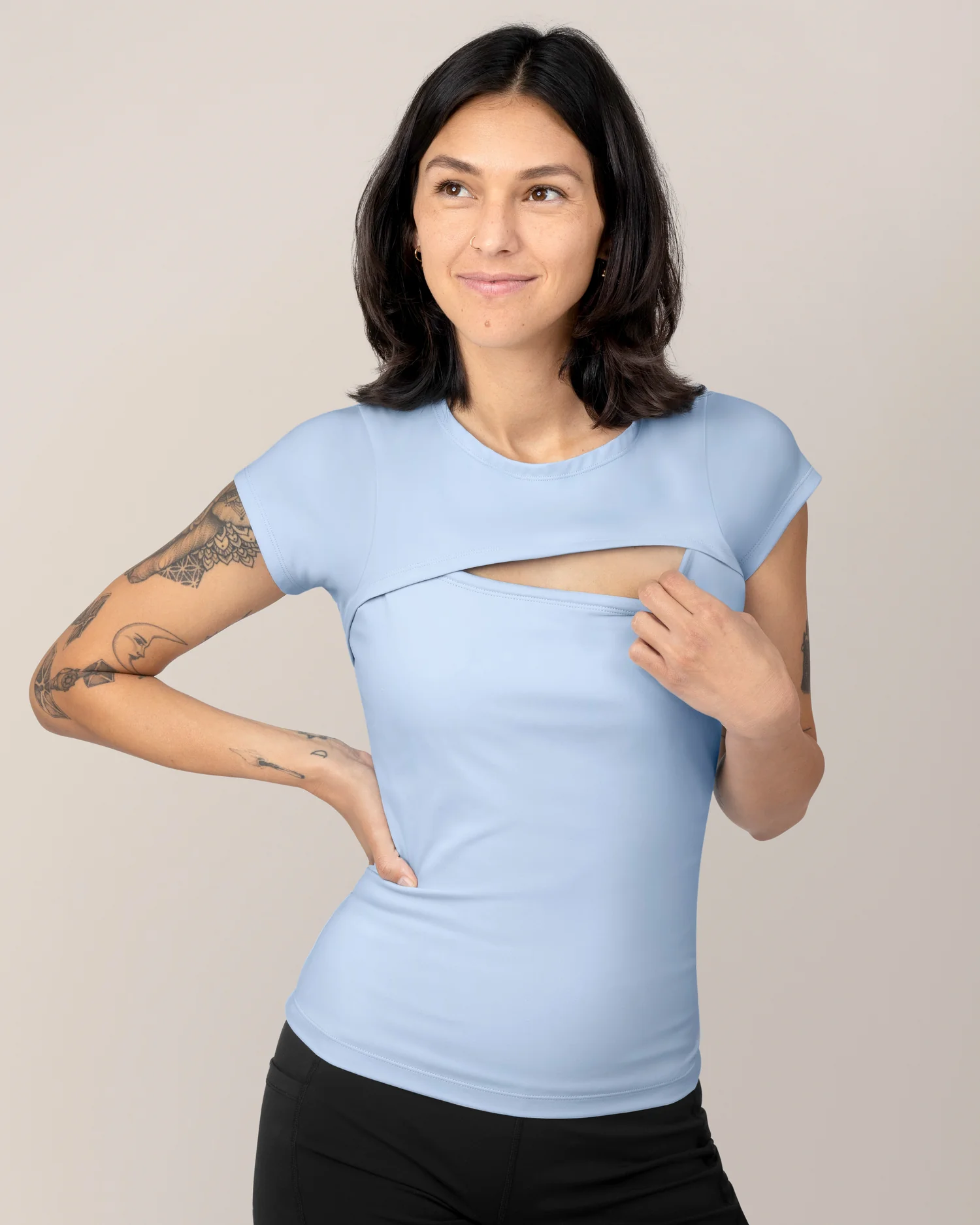 Luna Active Cut Out Nursing Top | French Blue - Image 2