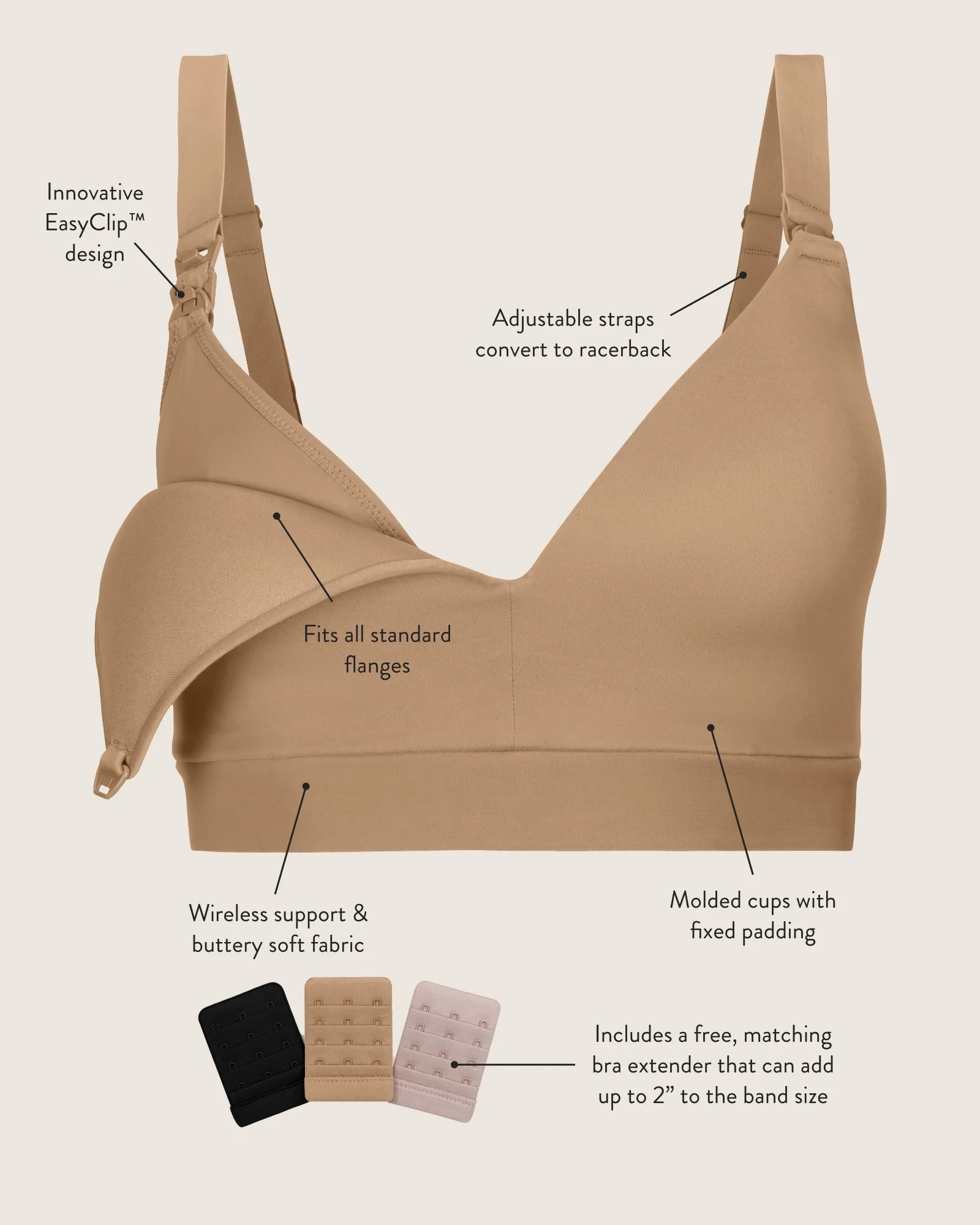 Minimalist Hands-Free Pumping & Nursing Bra | Black - Image 6