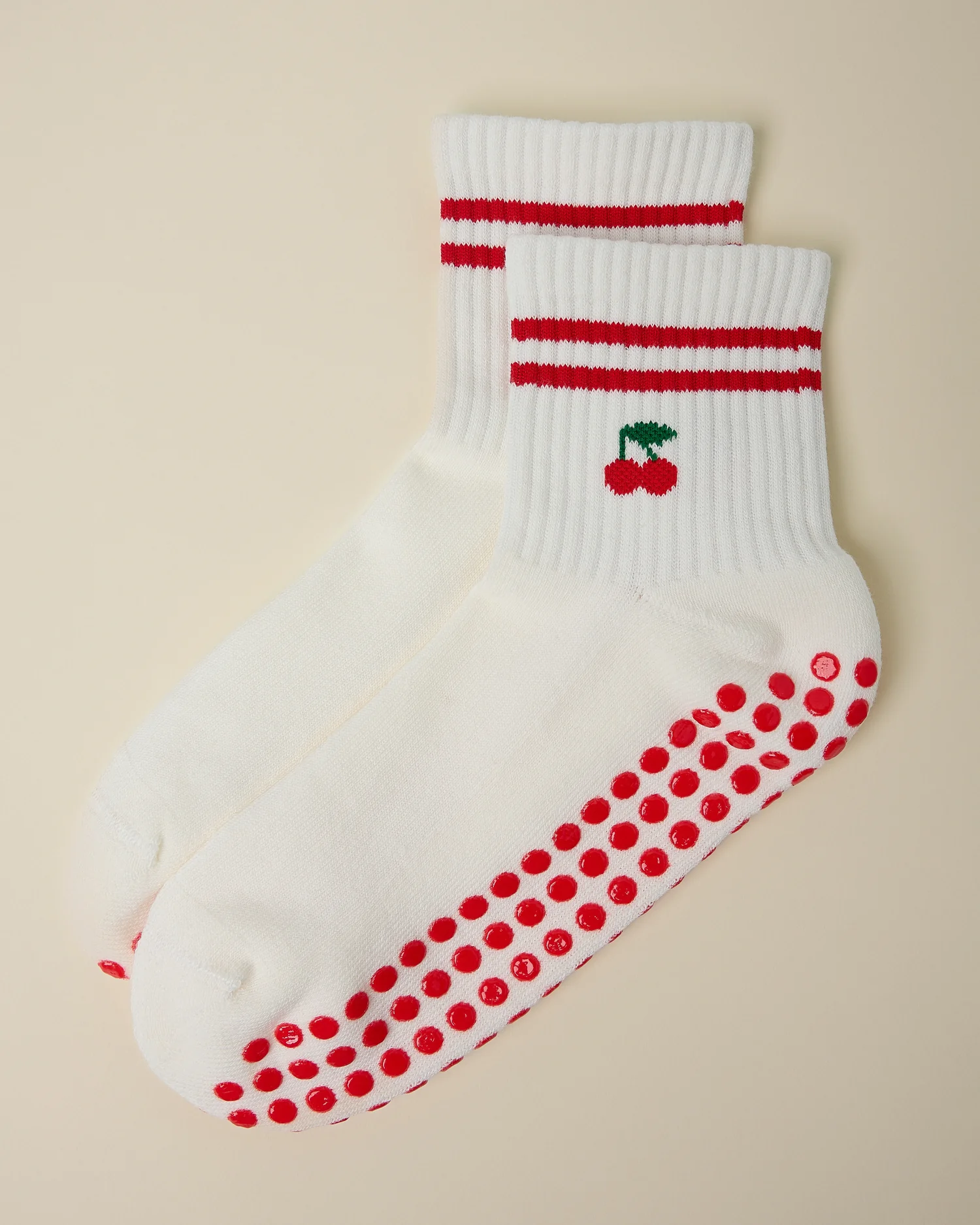 Non-Slip Quarter Crew Socks | White & Red - Image 4