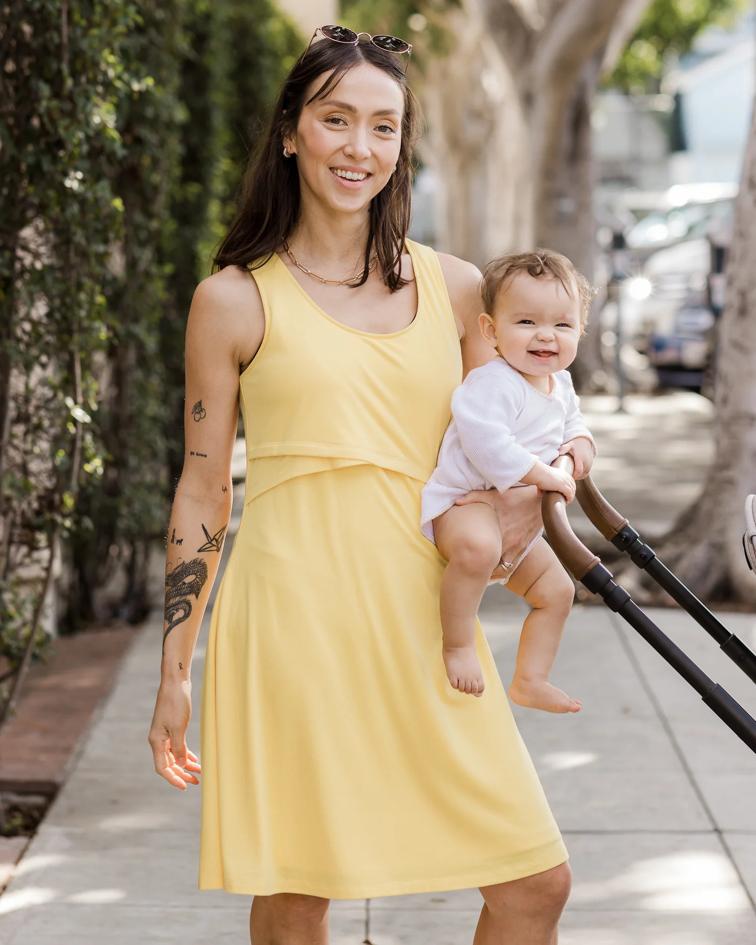 Penelope Crossover Nursing Dress | Butter Yellow