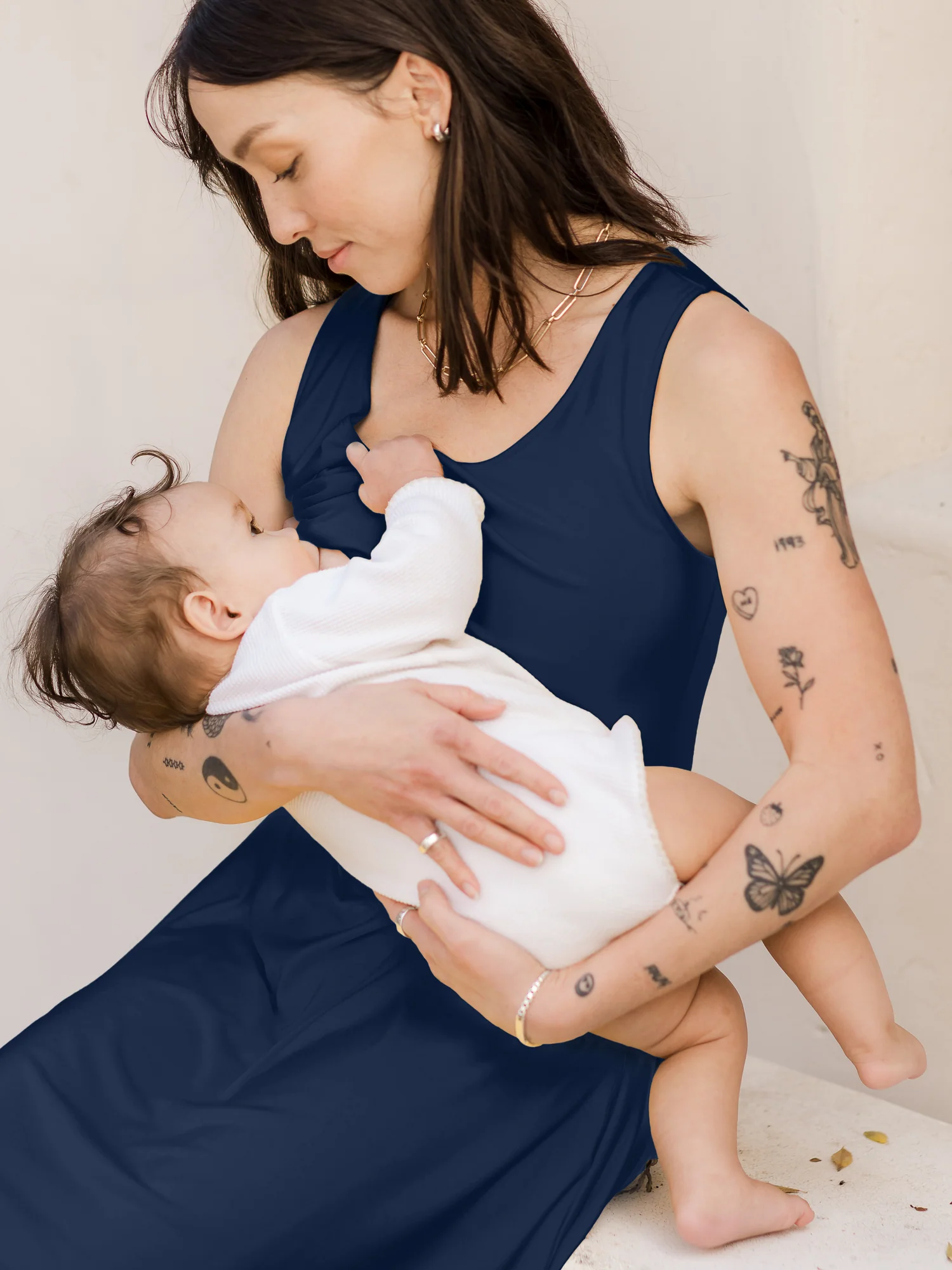Penelope Crossover Nursing Dress | Navy - Image 2