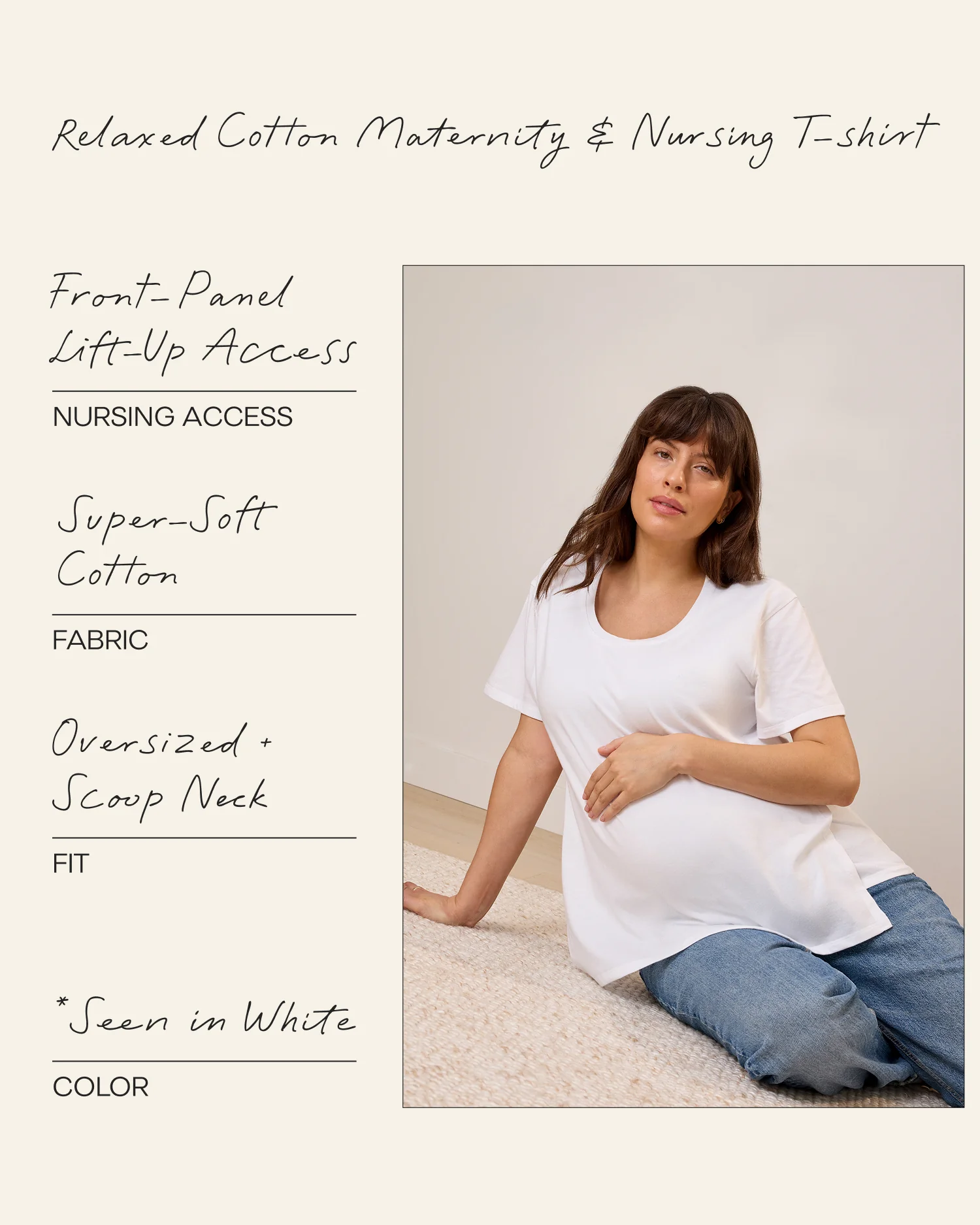 Relaxed Cotton Maternity & Nursing T-shirt | White - Image 7