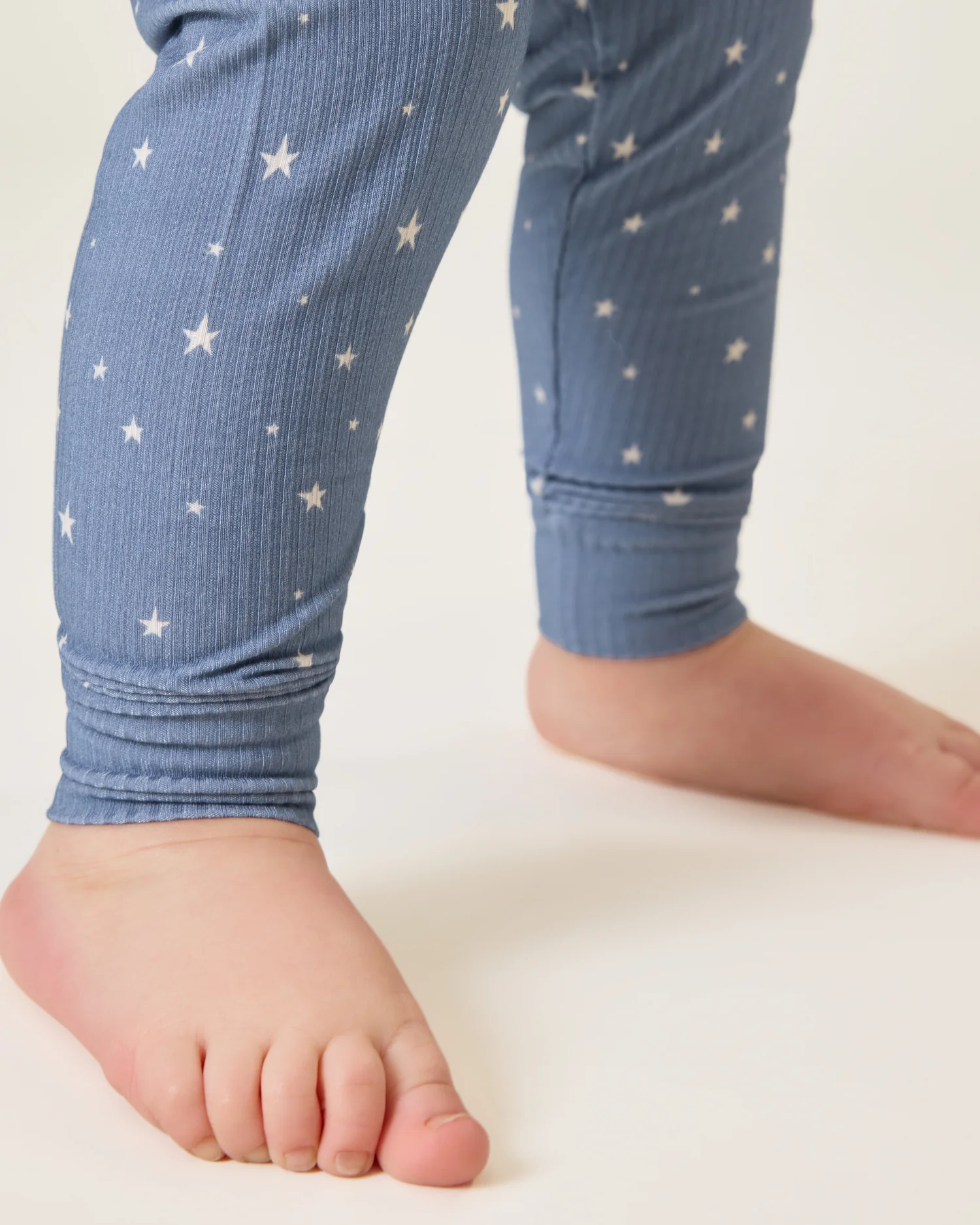 Ribbed Bamboo Baby Two-Piece Pajama Set | Blue Stars - Image 3