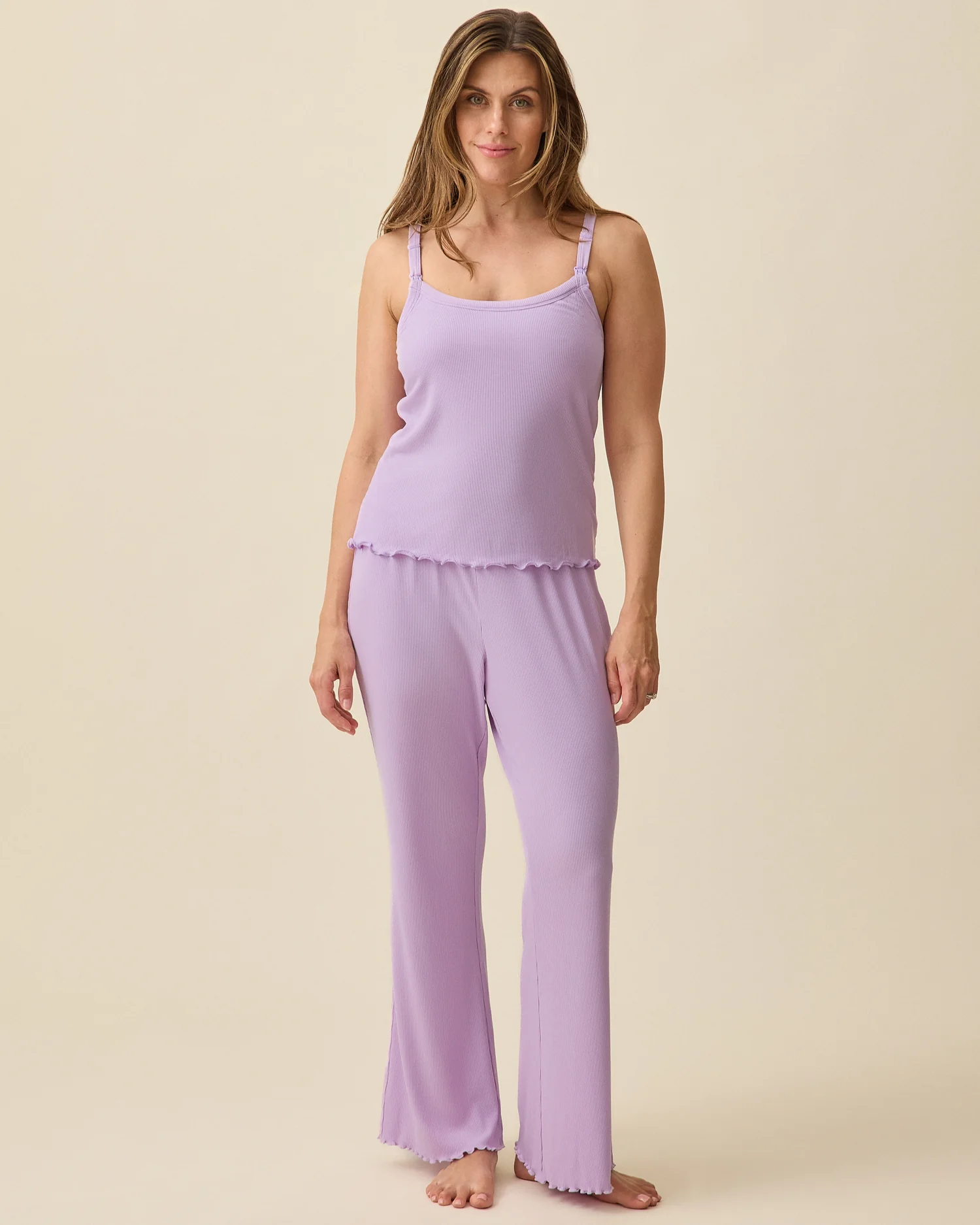 Ribbed Modal Nursing Lounge Set | Lavender - Image 5