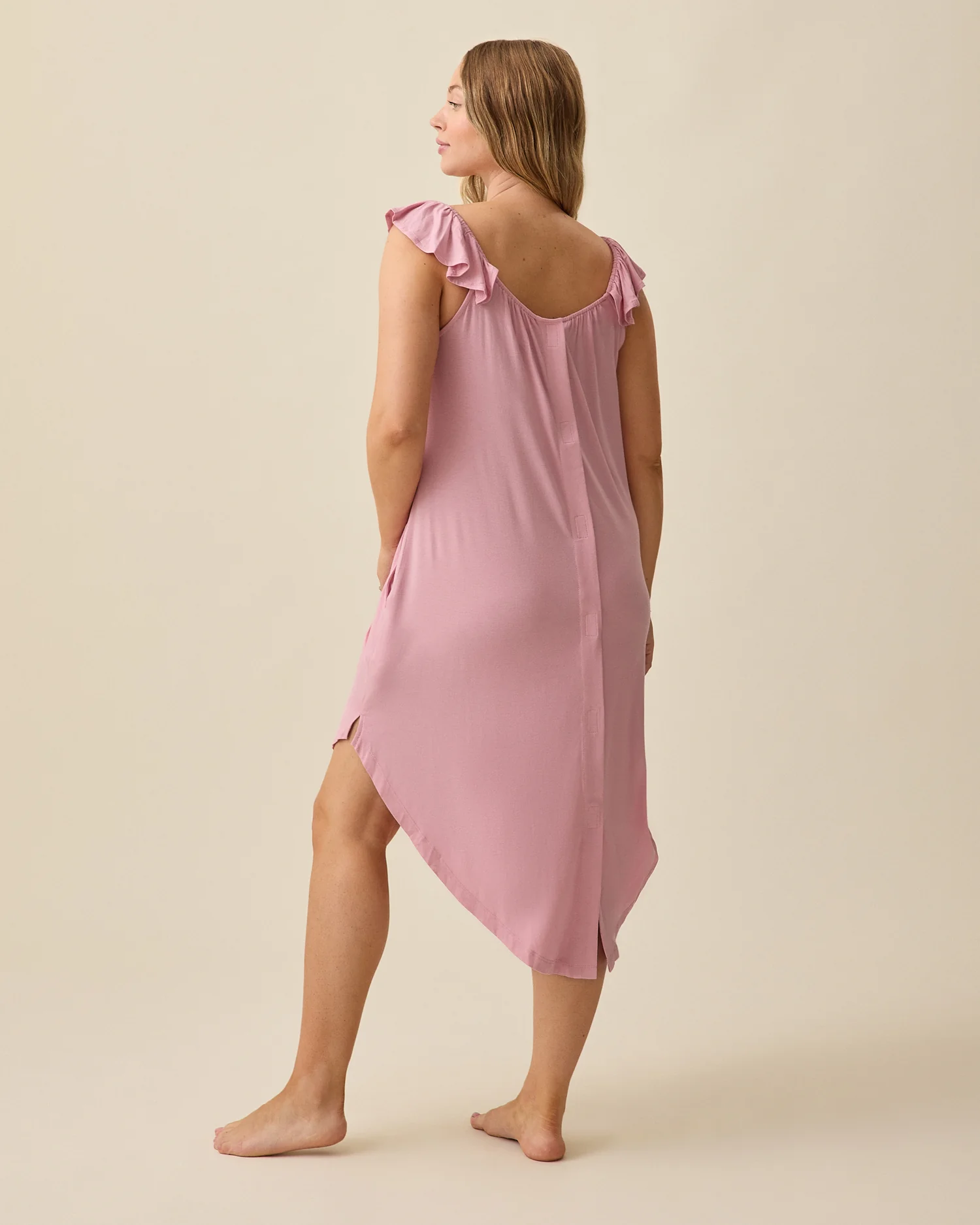 Ruffle Strap Labor & Delivery Gown | Light Mauve - Image 7