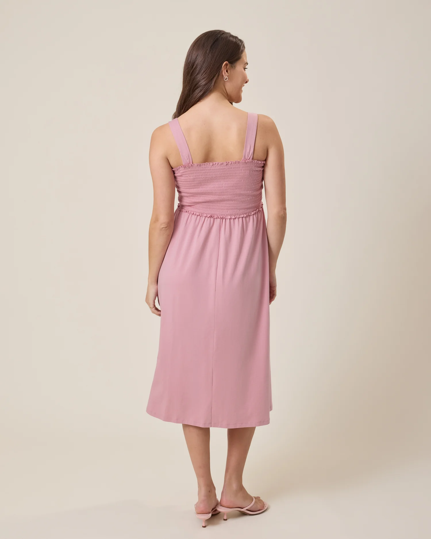 Sienna Smocked Maternity & Nursing Dress | Light Mauve - Image 6