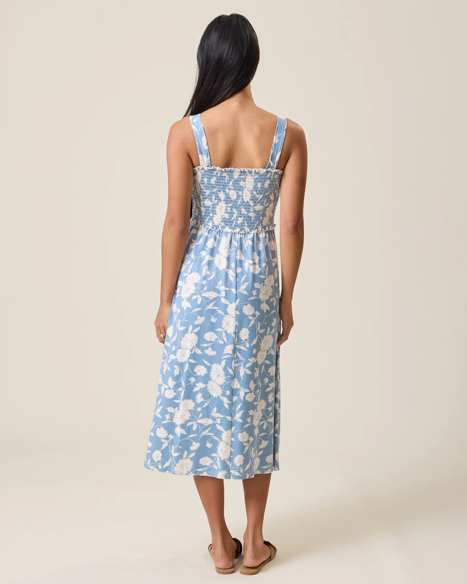 Sienna Smocked Maternity & Nursing Dress | Vintage Blue Floral - Image 6