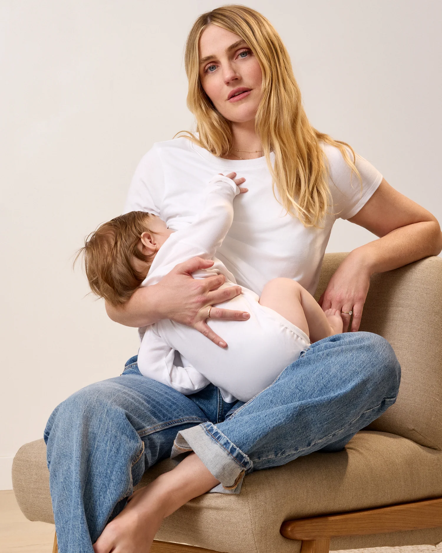 Slim Fit Cotton Nursing T-shirt | White - Image 2