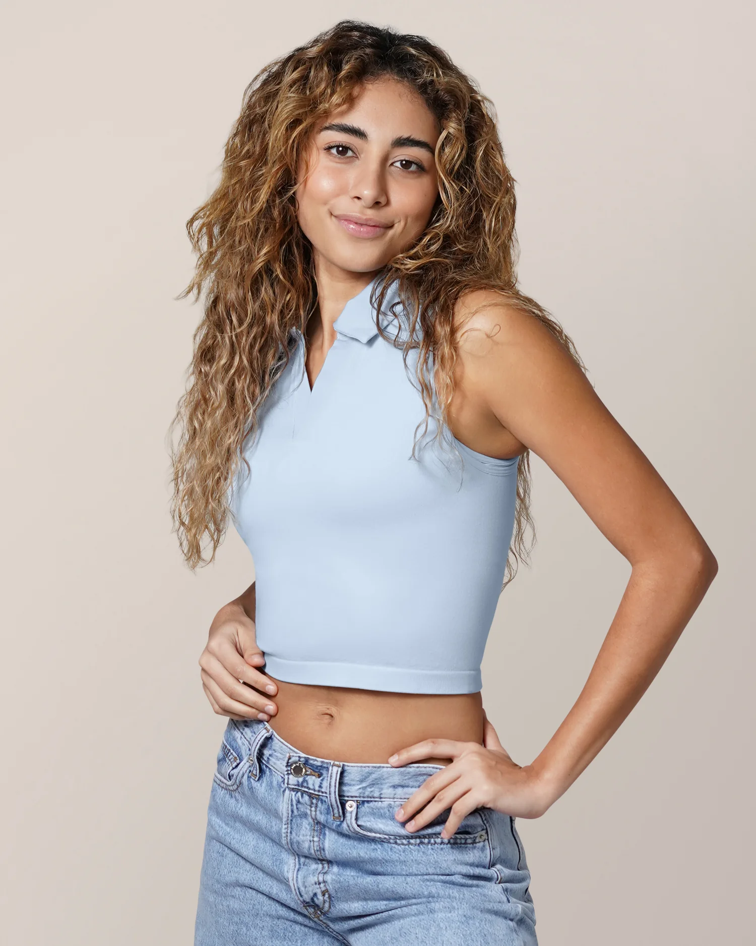 Sublime® Bamboo Collared Maternity & Nursing Longline Bra Top | French Blue - Image 3