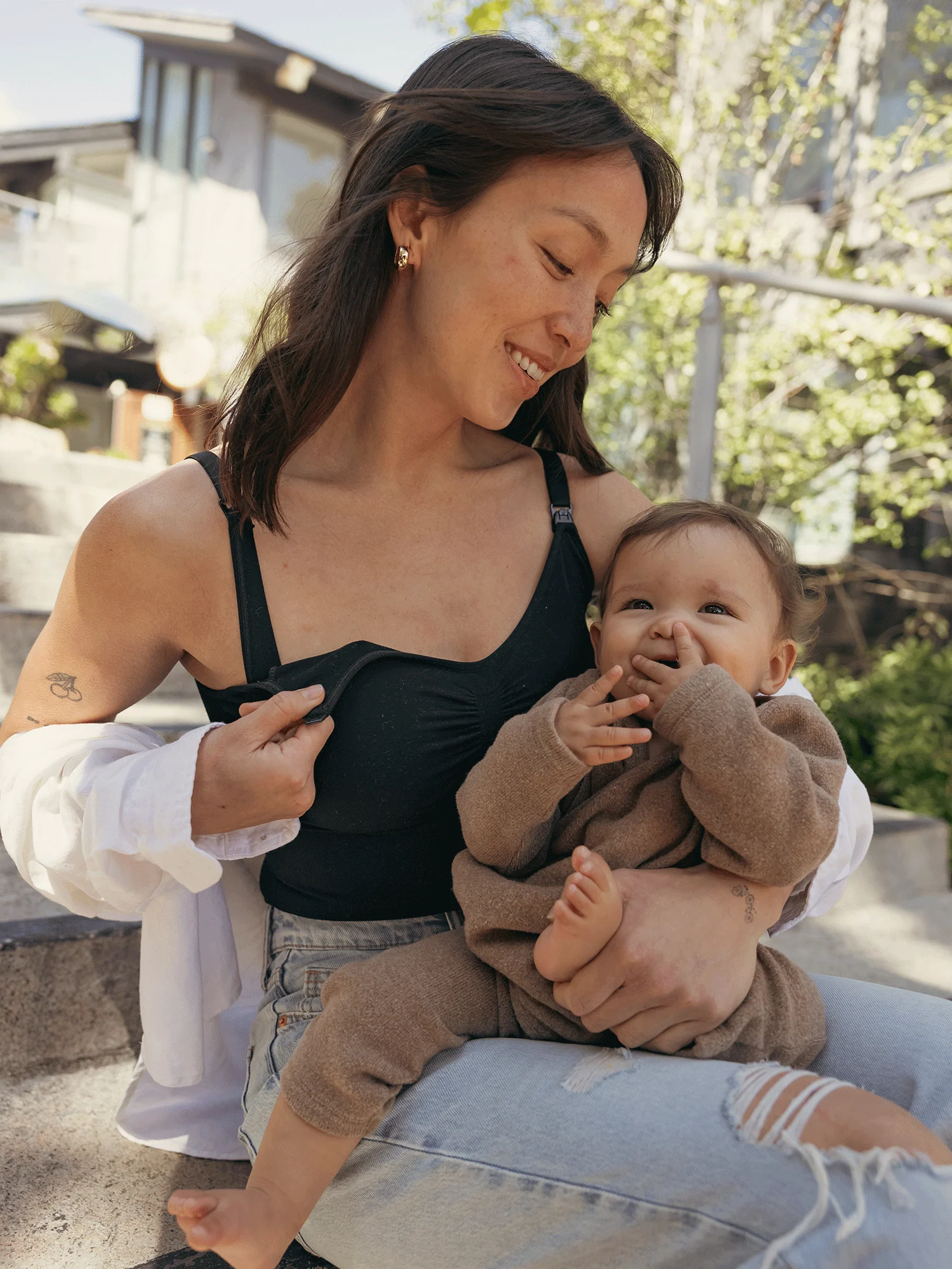 Sublime® Bamboo Maternity & Nursing Bodysuit | Black - Image 2