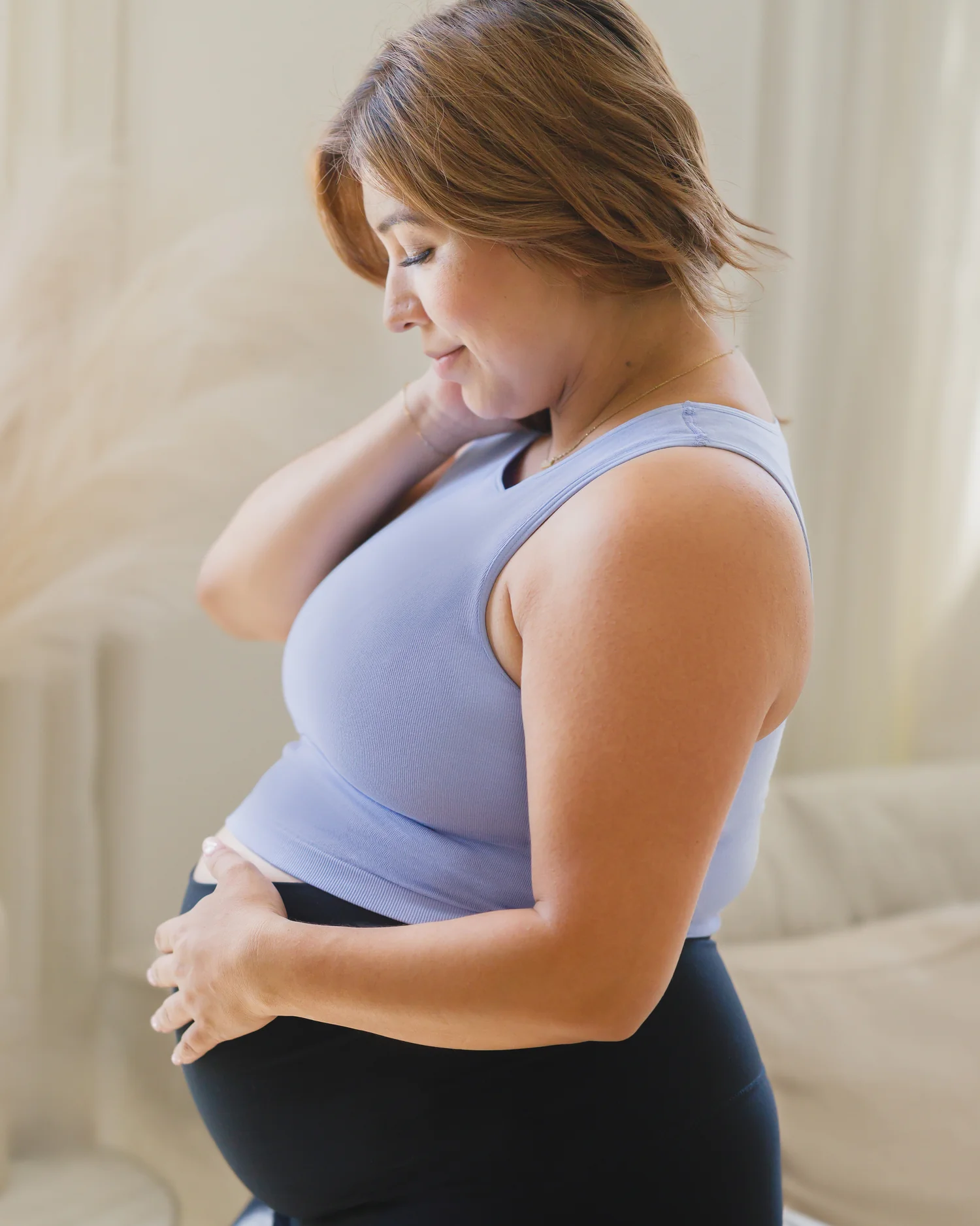 Sublime® Bamboo Maternity & Nursing Longline Bra Top | Blue Wisteria - Image 6