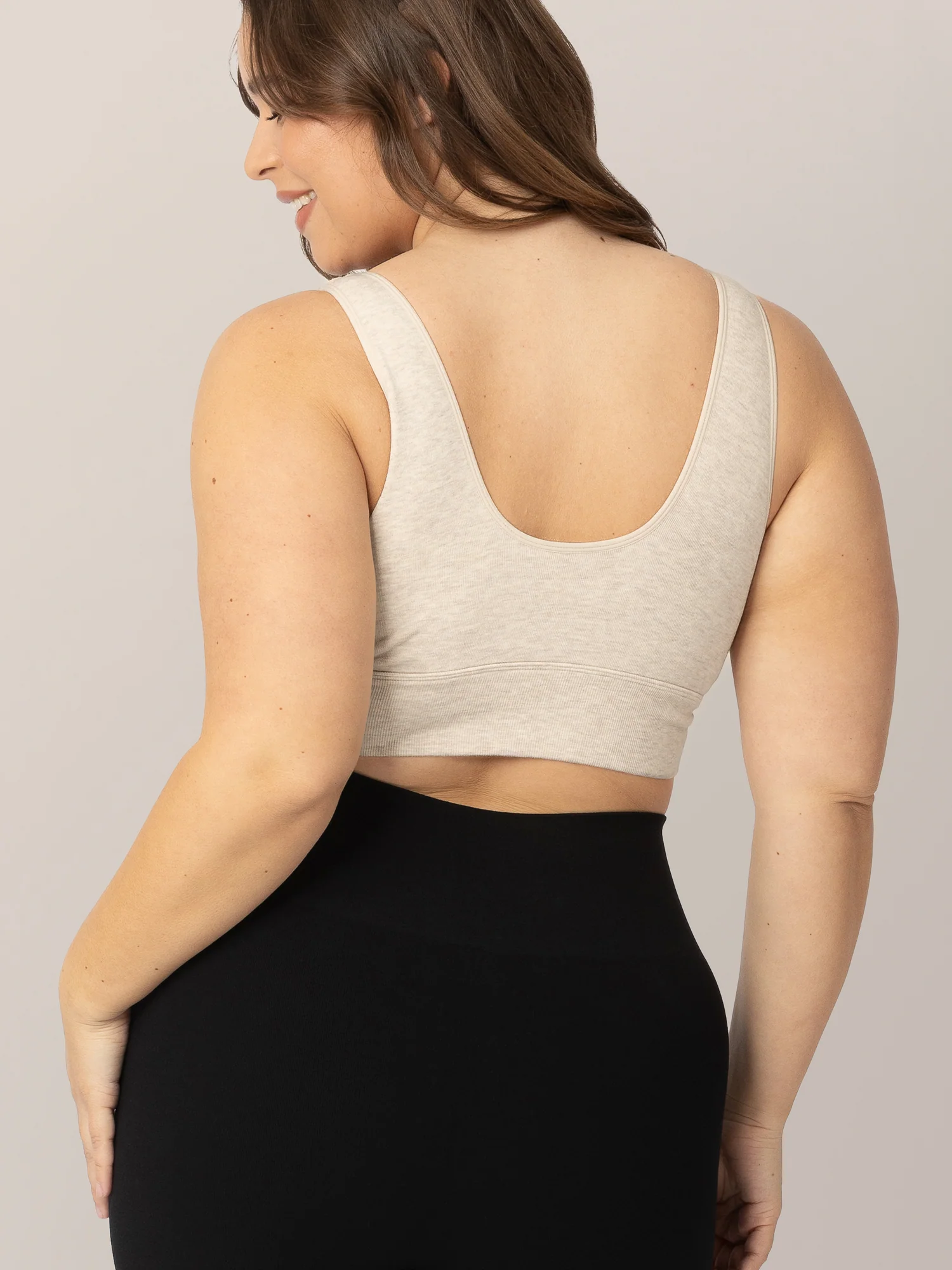Sublime® Bamboo Maternity & Nursing Plunge Bra | Oatmeal Heather - Image 4