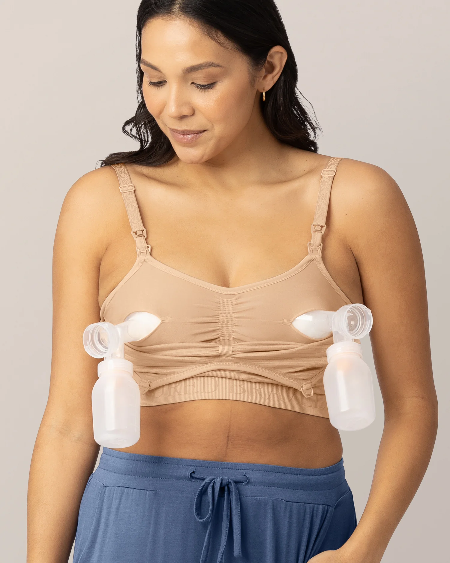 Sublime® Hands-Free Pumping Bra Two-Pack | Beige & Pink Heather - Image 4