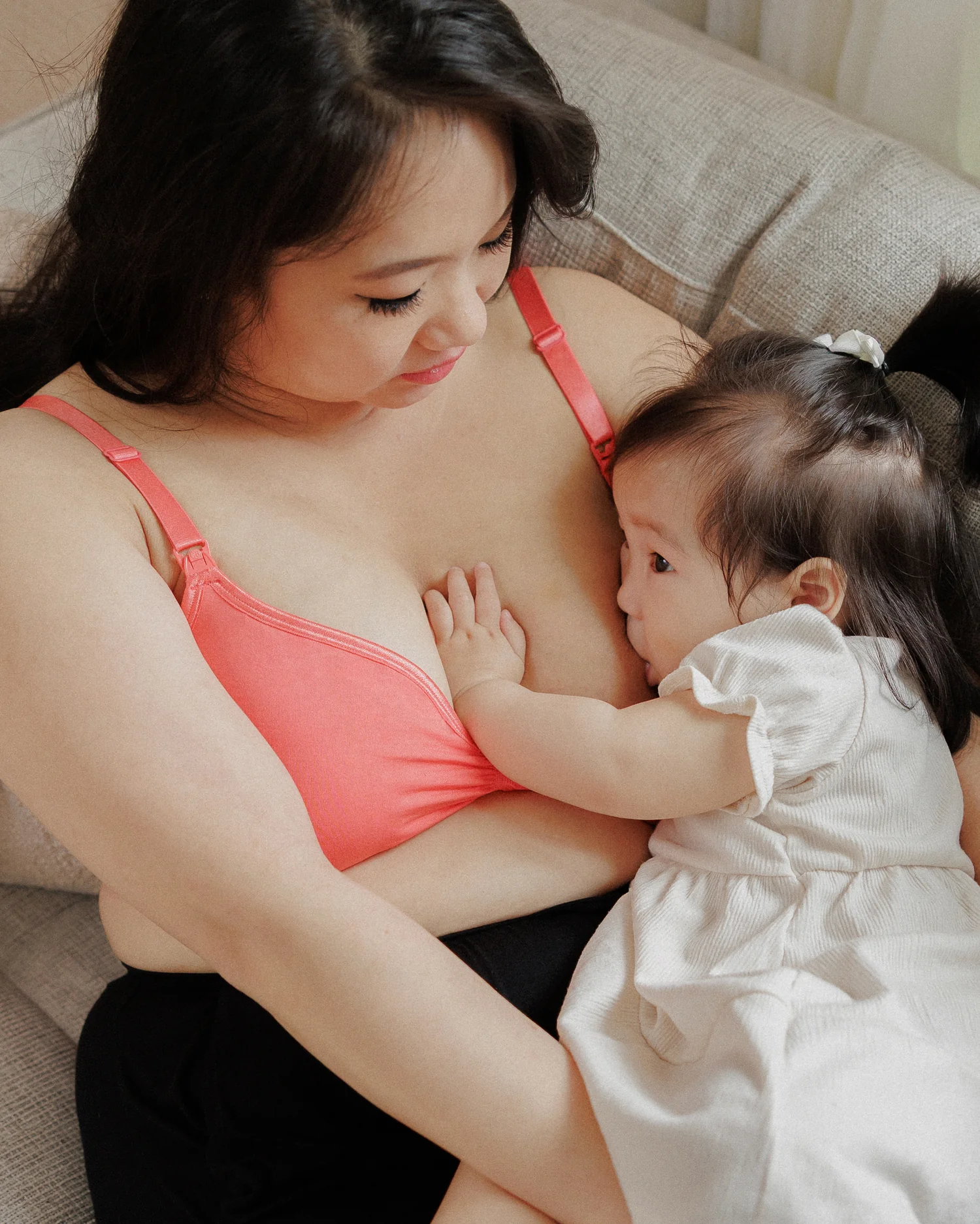 Tatum Seamless Maternity & Nursing Bralette | Coral Sunset - Image 5