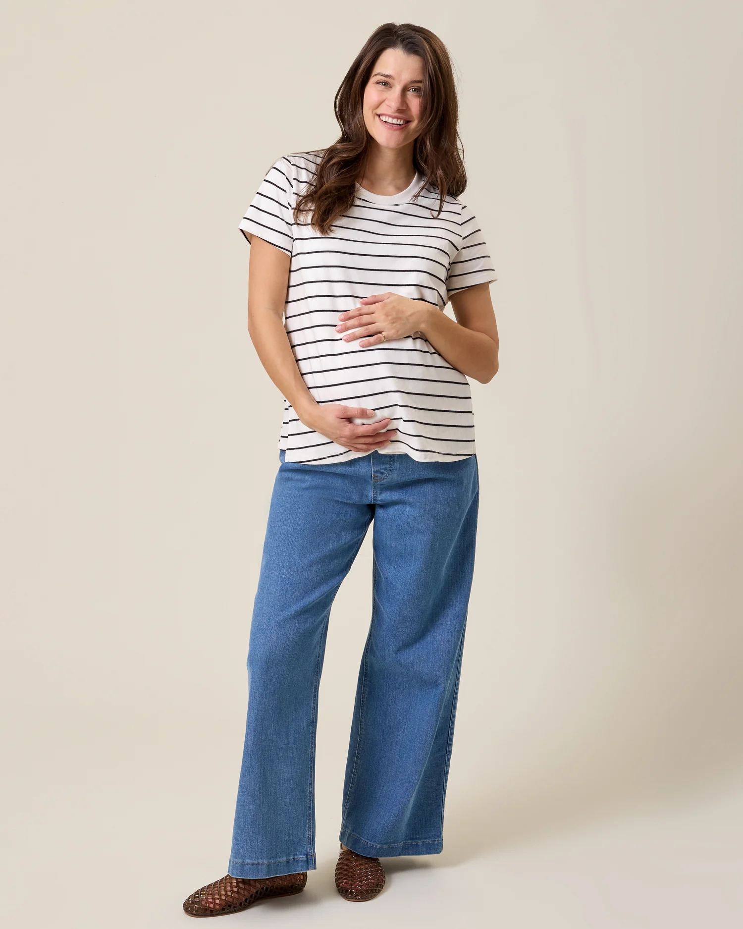 Wide Leg Maternity & Postpartum Jean | Medium Wash - Image 2